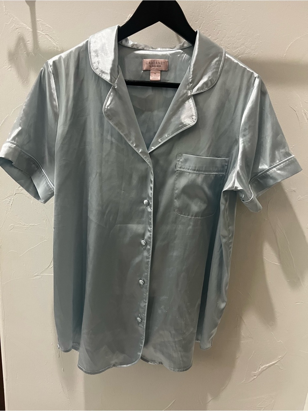 Dillards Cabernet Short Sleeve Pajama Top  and Pants Set in Soft Light Blue